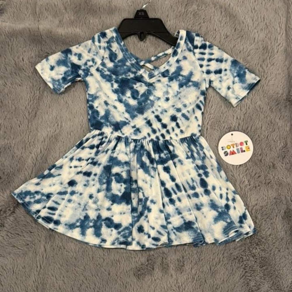 Dot Dot Smile Blue and White Tie-Dye Dress